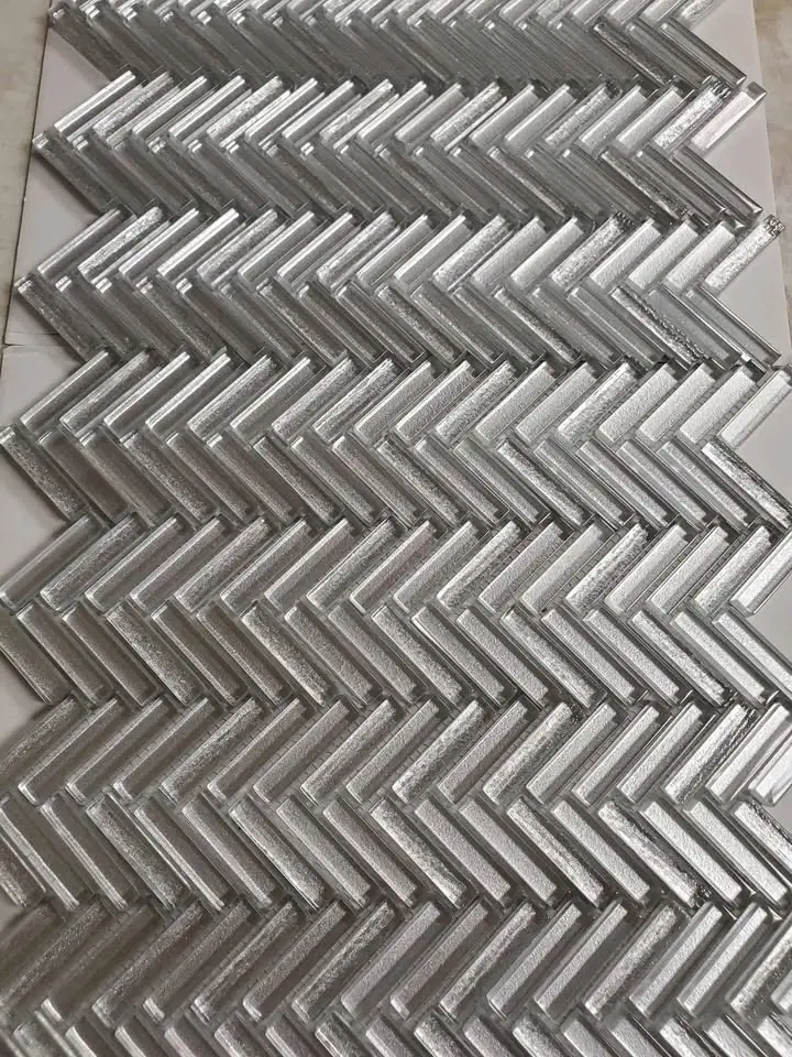 Glass Herringbone Mosaic, Pewter, photo 5