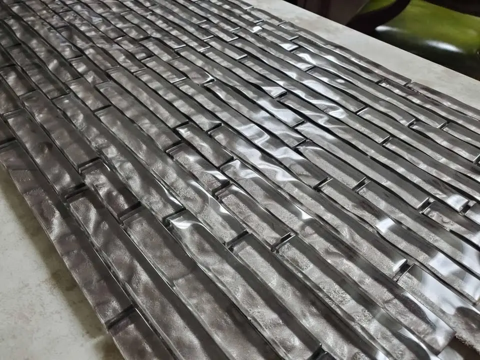 Linear Glass Mosaic, Pewter, photo 2