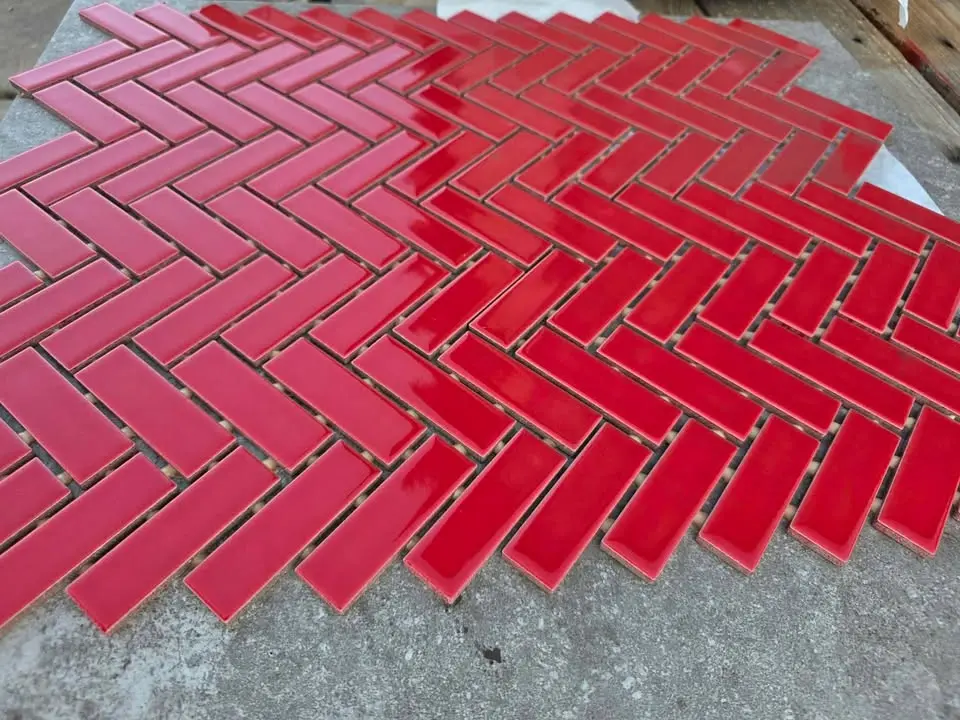 Red 1 x 3 Herringbone Mosaic, photo 2